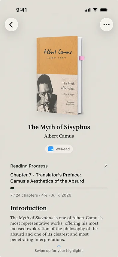 Readmate book information screen with reading details