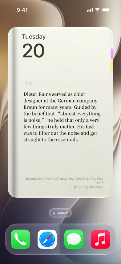Readmate extra-large widget showing a saved passage on the home screen